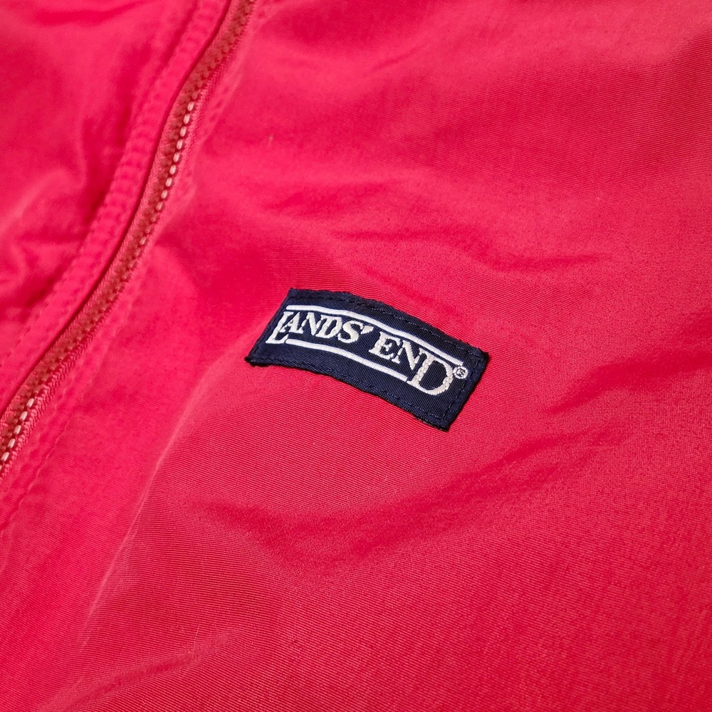 Vintage 90s Lands End Squall Bomber Jacket Womens Medium Red Polartec Fleece USA - Picture 4 of 8